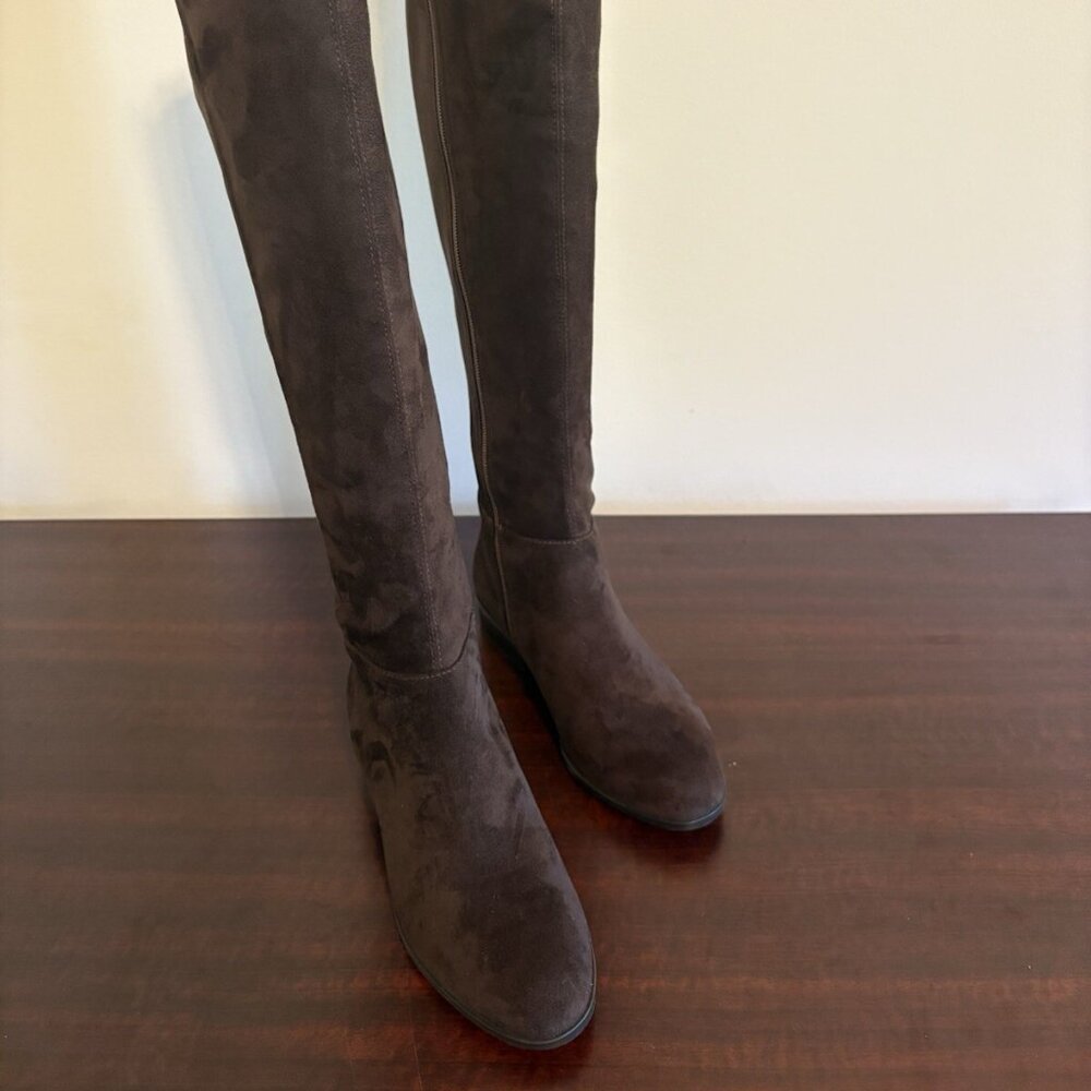 NIB Michael Kors BROMLEY Stretch Suede Riding Boot Over Knee Chocolate Brown 5.5